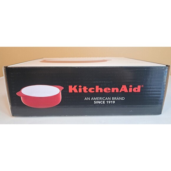 KitchenAid 2.25 QT Round Red Stoneware Casserole Baker Dish KQ990BXERA Bakeware - Picture 5 of 5